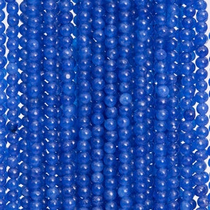 Natural Royal Blue Jade Loose Beads Round Shape 2MM