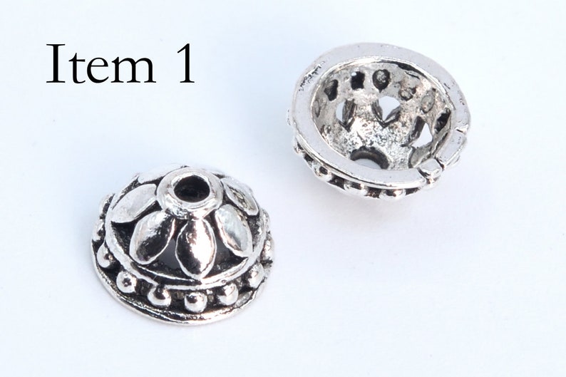 50 pcs Bead Caps Spacers End Cap DIY Jewelry Making Antique Silver Tone image 2