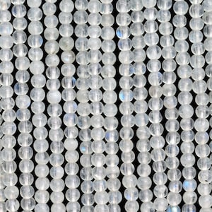 Genuine Natural Blue Flash Moonstone Loose Beads Indian Grade AA Round Shape 2mm 3-4mm