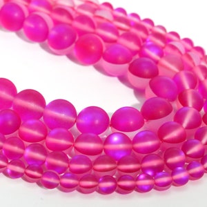 Matte Rose Red Mystic Aura Quartz Loose Beads Round Shape 6mm 8mm 10mm 12mm