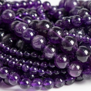 Genuine Natural Deep Purple Amethyst Loose Beads Round Shape 4mm 6mm 8mm 10mm 12mm