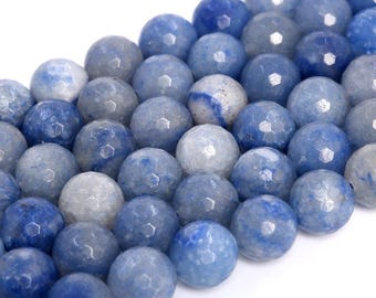 Naturliga blå aventurin lösa pärlor mikrofasetterade runda form 6 mm 8 mm 10 mm