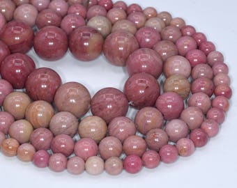 Genuine Natural Haitian Flower Rhodonite Loose Beads Round Shape 6-7mm 8mm 10mm 12mm 16mm