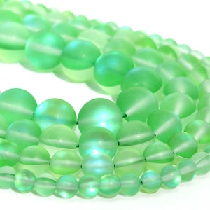 Matte Green Mystic Aura Quartz Loose Beads Round Shape 6-7mm 8mm 10mm 12mm