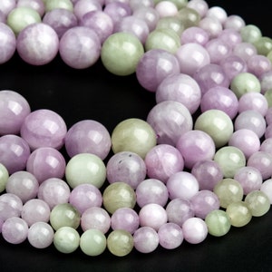 Genuine Natural Green & Purple Kunzite Loose Beads Grade AA Round Shape 6-7mm 7-8mm 8-9mm 10-11mm 12-13mm