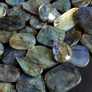 Top / Side Drilled Cabochon Different Shape Stone Pendant - Blue Flash Cat&#39;s Eye Genuine Natural Labradorite