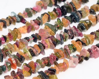 Genuine Natural Multicolor Tourmaline Loose Beads Grade AA Pebble Chips Shape 4-10mm