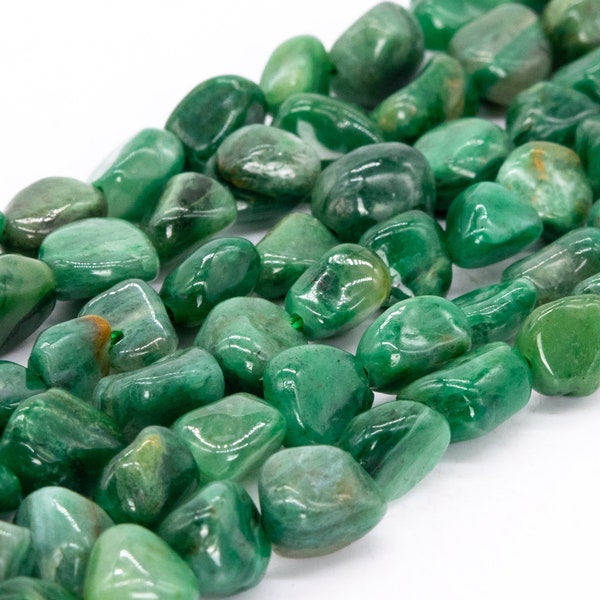 Jade africain naturel véritable, perles en vrac, forme de copeaux de galets 5-7 mm