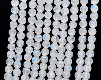 Genuine Natural Rainbow Moonstone Loose Beads India Grade AA+ Round Shape 4mm