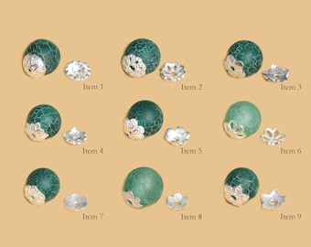 10 Stück Perlenkappe 925 Sterling Silber DIY Schmuckherstellung - Blume/Floral/Kirschblüte Sakura Blume/hohle Blume/hohle gewölbte Form