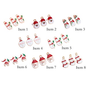 4 Pcs Christmas Enamel Charms - Gold Tone With Color Enamel
