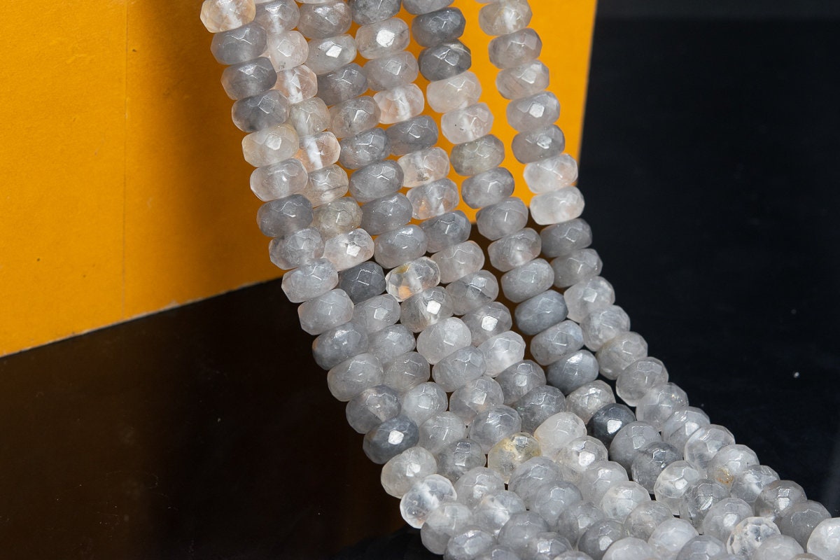 Genuine Natural Gray Crystal Quartz Loose Beads Faceted Etsy