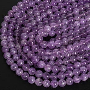 Genuine Natural Brazil Translucent Light Lavender Amethyst Loose Beads Grade AA Round 4MM/6MM/8MM/9MM/10MM/11MM/12MM