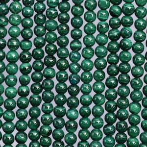 Genuine Natural Green Malachite Loose Beads Grade AAA Round Shape 4mm