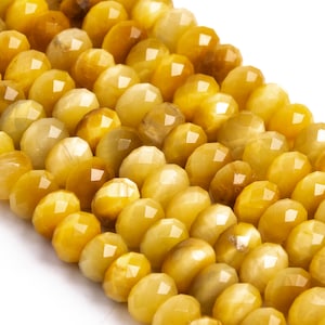 Golden Tiger Eye Loose Beads Grade AA Faceted Rondelle Shape 6x4mm