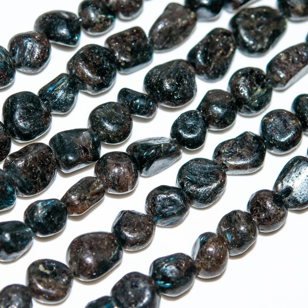 Genuine Natural Blue Iridescence Black Arfvedsonite Loose Beads Pebble Chips Shape 4-7mm