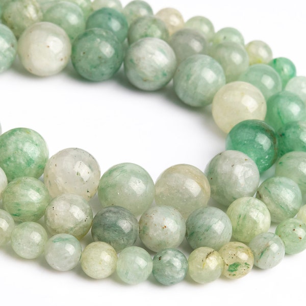 Genuine Natural Light Green African Jade Loose Beads Round Shape 6mm 8mm 10mm