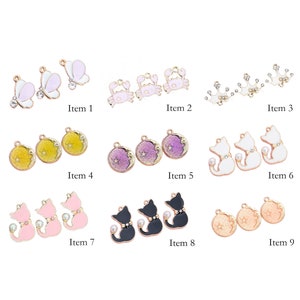 2 Pcs Enamel Charms - Gold Tone With Color Enamel - Multiple Option