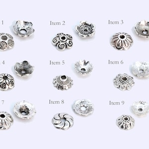30 pcs Bead Caps Spacers End Cap DIY Jewelry Making - Antique Silver Tone