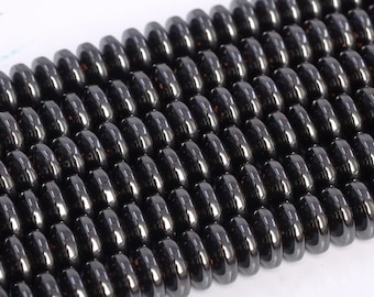 Genuine Natural Black Hematite Loose Beads Rondelle Shape 6x2mm 8x3mm