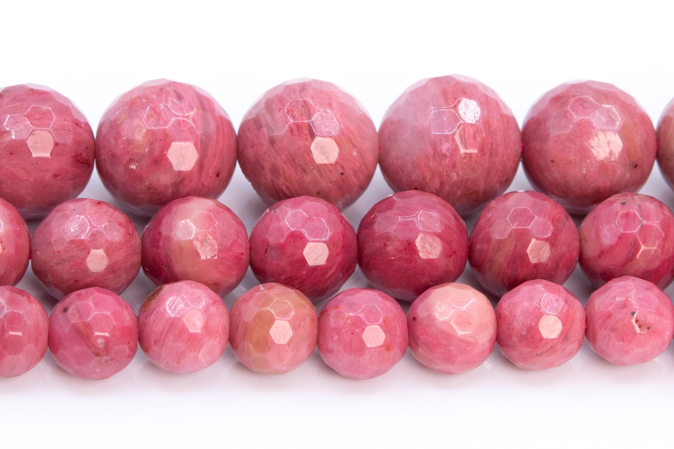 Genuine Natural Rose Pink Rhodonite Loose Beads Micro Facted Round ...