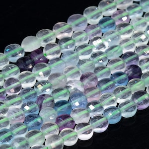 Genuine Natural Multicolor Fluorite Loose Beads Grade AAA Faceted Flat Round Button Shape 4mm