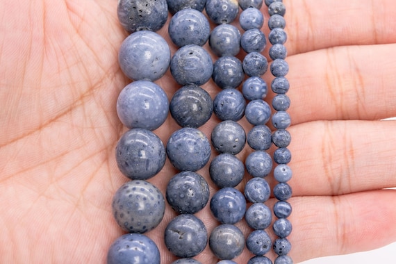 R0073928 Beautiful 6mm Blue Coral Round Ball loose bead 15.5 inch 