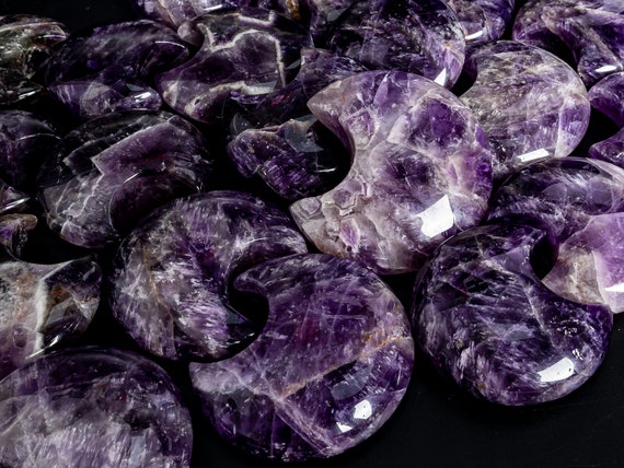 Genuine Natural Dream Amethyst Moon Carved Crystal Shape Amethyst