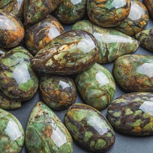 Top Drilled Cabochon Different Shape Stone Pendant - Genuine Natural Green Opal