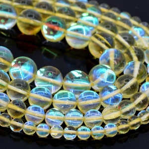 Lemon Yellow Mystic Aura Quartz Loose Beads Round Shape 8mm 10mm
