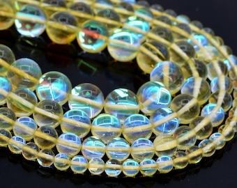 Lemon Yellow Mystic Aura Quartz Loose Beads Round Shape 8mm 10mm