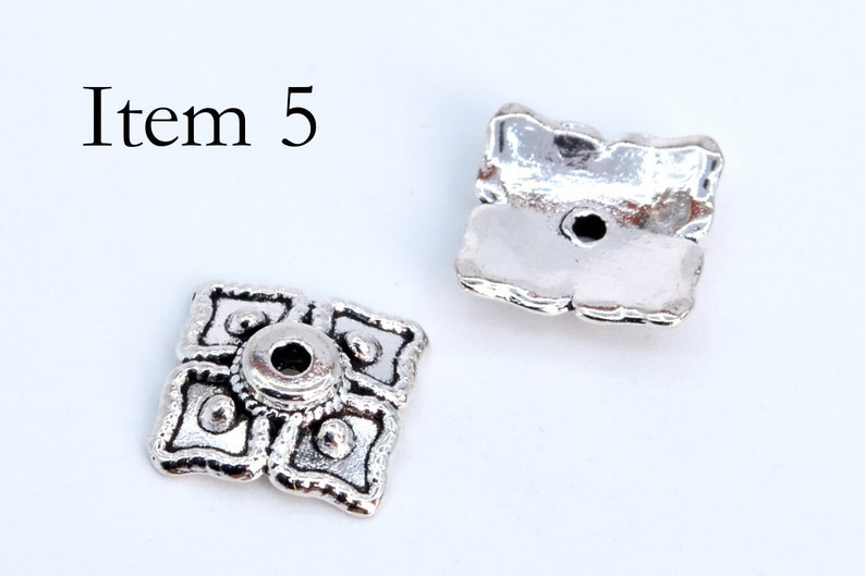 50 pcs Bead Caps Spacers End Cap DIY Jewelry Making Antique Silver Tone image 6