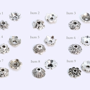 30 pcs Bead Caps Spacers End Cap DIY Jewelry Making - Antique Silver Tone