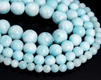 High Quality Genuine Natural Aqua Blue Hemimorphite Loose Beads Round Shape 6mm 8mm 10mm 12mm