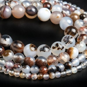 Genuine Natural Flower Agate Loose Beads Round Shape 6mm 8mm 10mm 12mm
