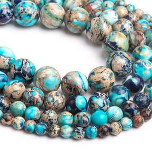 Blue Sea Sediment Imperial Jasper Loose Beads Round Shape 6mm 8mm 10mm