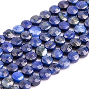 Lápis-lazúli azul profundo contas soltas Afeganistão facetadas planas redondas botão forma 4x2mm