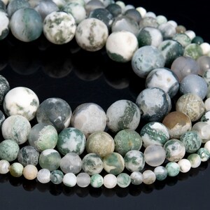 Genuine Natural Matte Tree Agate Loose Beads Round Shape 6mm 8mm 10mm