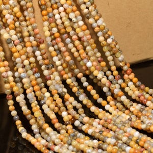Genuine Natural Yellow Cream Crazy Lace Agate Loose Beads Round Shape Smooth Gemstone 15.5&quot; Strand 3mm 4mm