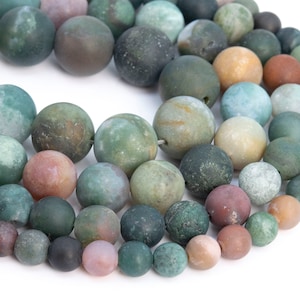 Genuine Natural Matte Indian Agate Loose Beads Round Shape 6mm 8mm 15mm