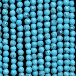 Mint Blue Turquoise Loose Beads Faceted Round Shape 4mm