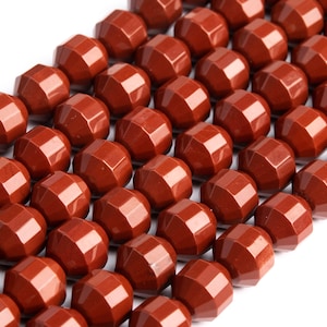 Genuine Natural Red Jasper Loose Beads Faceted Bicone Barrel Drum Shape 10x9mm