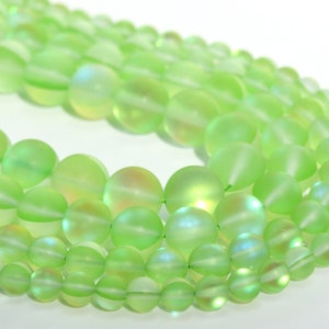 Matte Light Green Mystic Aura Quartz Loose Beads Round Shape 6mm 8mm 10mm 12mm