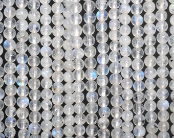 Genuine Natural Rainbow Moonstone Loose Beads Grade AAA Round Shape 3-4mm