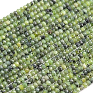 Genuine Natural Green Jade Loose Beads Faceted Rondelle Shape 3x2mm