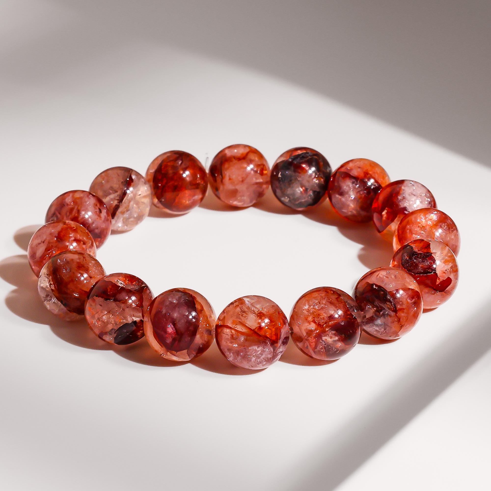 13/14/15/16MM Genuine Natural Red Rutile Phantom Quartz Red Round