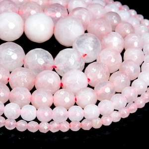 Natural Rose Quartz Loose Beads Grade A Micro Faceted Round Shape 6mm 7-8mm 10mm