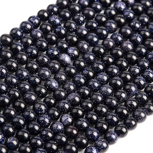 Perline di pietra d&#39;oro blu cielo notturno forma rotonda 3 mm 4 mm