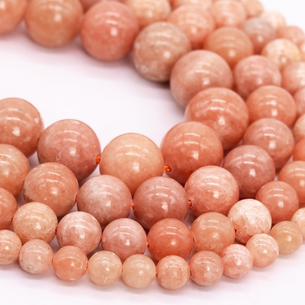 Genuine Natural Orange Peach Calcite Loose Beads Grade AA Round Shape 6mm 8mm 10mm 12mm
