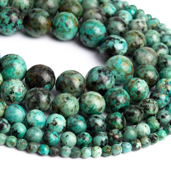 Genuine Natural Green African Turquoise Loose Beads Round Shape 6mm 8mm 10mm 12mm